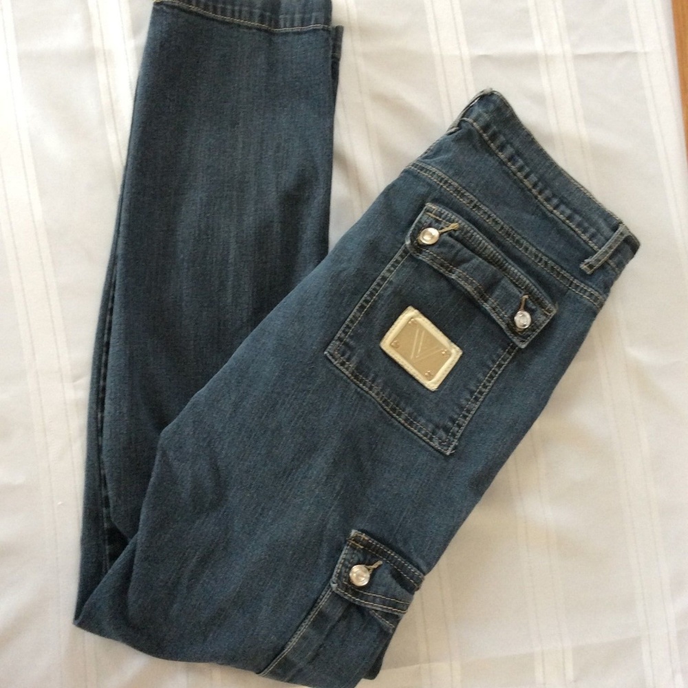 Venus Womens Jeans Size 10 Cargo Dark Wash